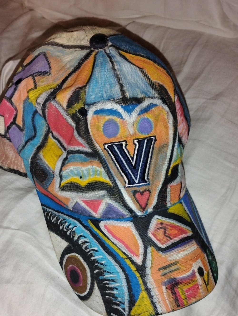 Villanova Vibrant Multicolor Hand-Painted Cap with 'V' Patch